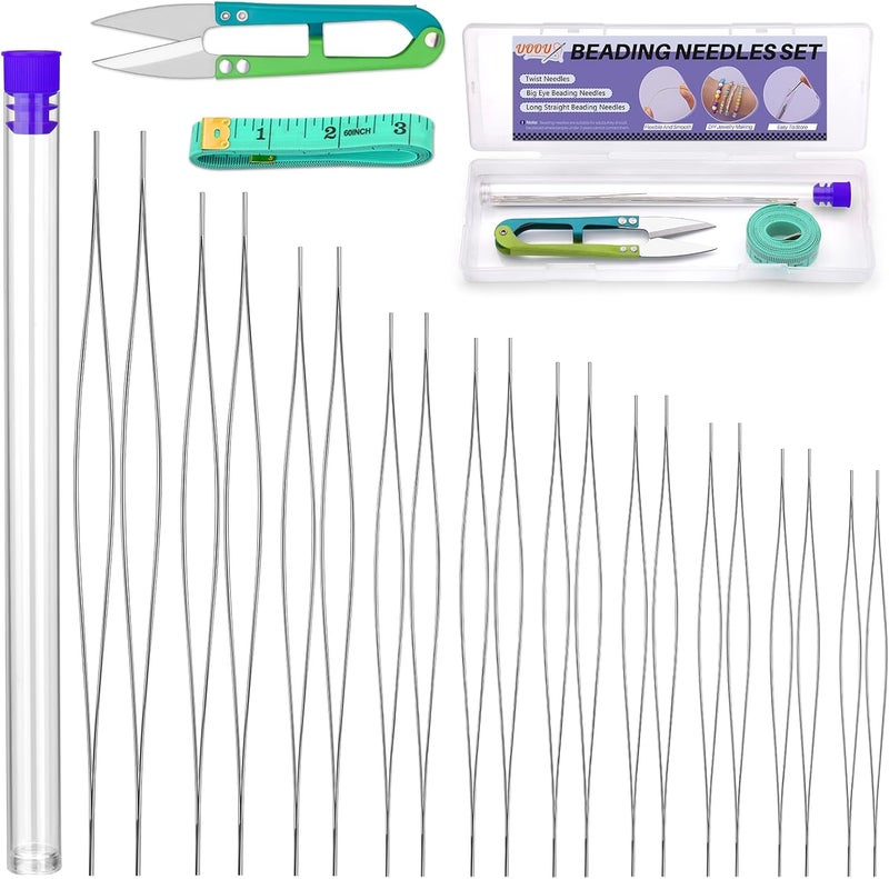 UOOU 30 Pcs Beading Needles Set, 10 Sizes Big Eye Seed Bead Needles, Jewelry Making Supplies Beading Needles for Jewelry Making - Image 1